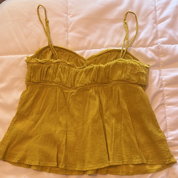 UO Liv Ruched Babydoll Cami in chartreuse, size medium - Picture 6 of 6